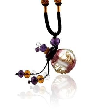Imagem de 1PC Necklace Glass Perfume Bottle Baroque Necklaces Essential Oil Vials Aroma Perfume Bottle Necklace (purple)