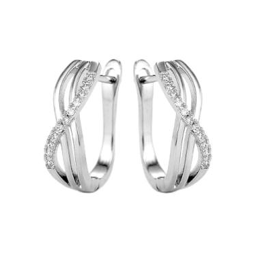 Imagem de Brincos de argola de cruz extravagantes com zircônia cúbica brilhante temperamento feminino joia, 0.83, Latão, Zircônia cúbica