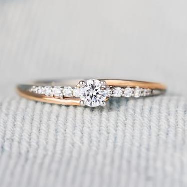 Imagem de Anéis de noivado elegantes de zircônia cúbica de dois tons banhados a ouro branco, alianças de compromisso, festas noturnas, presentes de dia dos namorados, alianças de eternidade para mulheres, 7