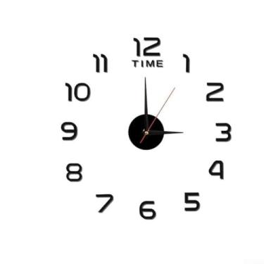 Imagem de Relógio de parede grande DIY moderno decalque de relógio grande adesivos 3D efeito espelho relógio de parede acrílico decoração removível para sala de estar