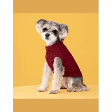 Imagem de 1 suéter aconchegante de tricô para cães e gatos – para animais de estimação pequenos a médios, lavável na máquina, G, vermelho