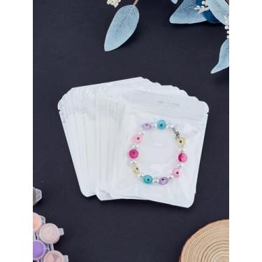 Imagem de 50 unidades de sacos ziplock resseláveis com janela transparente, embalagens de plástico, sacos com fecho de correr, bolsas autovedantes, para armazenamento de lanches, joias, brincos e envelopes