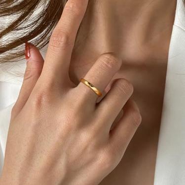 Imagem de Anel masculino feminino de aço inoxidável 3 mm de largura aliança de casamento anel de polegar 8, Aço inoxidável, Sem pedra preciosa