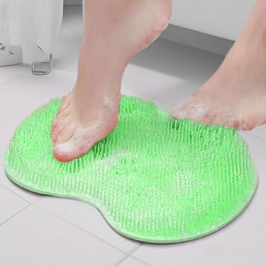 Imagem de Tapete esfoliante para pés de chuveiro com ventosas de silicone, limpador de pés, escova que não dobra para banheiro, chão, spa, massagem, almofada de cuidados com os pés para adultos uso doméstico