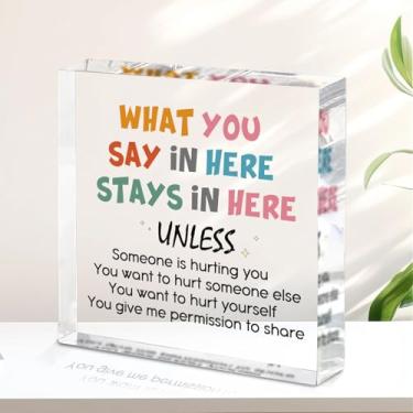 Imagem de Placa acrílica de mesa de escritório de saúde mental positiva, terapia escritório conselheiro escolar CBT aconselhamento terapeuta acrílico placa de saúde mental decoração de psicologia para casa