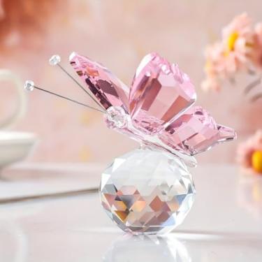 Imagem de Faux Crystal Butterfly Figurines - Glass Art Deco Ornament for Home Decor & Graduation Gift Animal Collectible