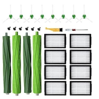 Imagem de Peças de substituição compatíveis com iRobot Roomba E&i&j Series i7 j7 i3 i4 i7+ Plus i3+ i4 i4+ i6 i6+ i8 i8+ E5 E6 j7+ Plus, escova de borracha multisuperfície, filtro de alta eficiência, escova de varrer bordas