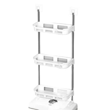 Imagem de Organizador de Parede 3 Andares Multiuso para Banheiro, Cozinha e Lavanderia – Prateleira Suspensa para Produtos de Higiene e Limpeza, Plástico Resistente com Hastes Metálicas