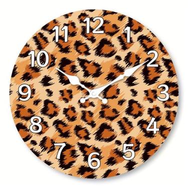 Imagem de Relógio de parede com estampa de leopardo sem tique-taque silencioso d