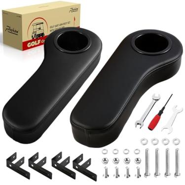 Imagem de Roykaw Apoio de braço de carrinho de golfe com suporte de copo para EZGO Club Car Yamaha - Estrutura de suporte de atualização/sem necessidade de perfuração