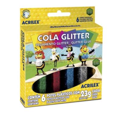 Imagem de Cola Glitter 23gr Com 6 Cores - Acrilex - Unica Cola Glitter 23gr Com 6 Cores - Acrilex -