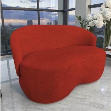 Imagem de Namoradeira Decorativa Beatriz Orgânica Couro Vermelho - Mansão Decor