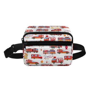Imagem de Pochete infantil para meninas e meninos e crianças pequenas com alças ajustáveis, Caminhão de bombeiros, One Size, Bonito