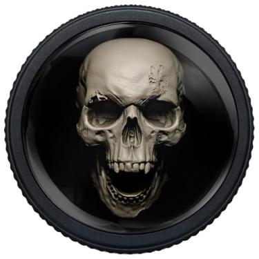 Imagem de Artinhand Pacote com 4 maçanetas de armário de cozinha de caveira redondas de alumínio preto fosco puxadores de gaveta de orifício único serrilhados puxadores de porta de armário de ferragens