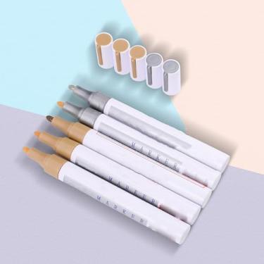 Imagem de Marcadores de tinta dourada e prata, pacote com 5, canetas permanentes à prova d'água para rodas, rocha, vidro, madeira, metal, cerâmica