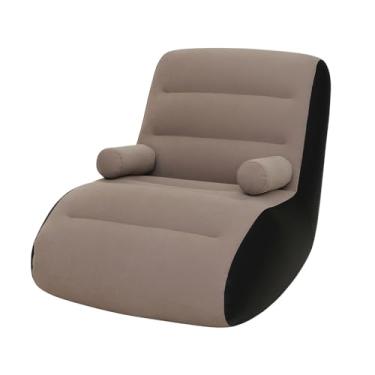 Imagem de Cadeira Espreguiçadeira Inflável Reclinável, Estofada em Cinza, para Sala de Estar e Relaxamento, Design Moderno com Apoio para Braços