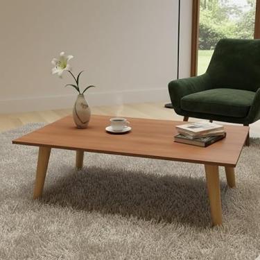 Imagem de Mesa de centro, pequena mesa decorativa para sala de estar, pés de madeira maciça (BRANCO)