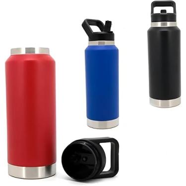 Imagem de Garrafa Térmica Flip Squeeze 1L em Aço Inoxidável – Tampa Flip com Canudo de Silicone | Mantém Bebidas Frias por 8h e Quentes por 4h | Portátil, Durável e Sustentável para o Dia a Dia (Salmão)