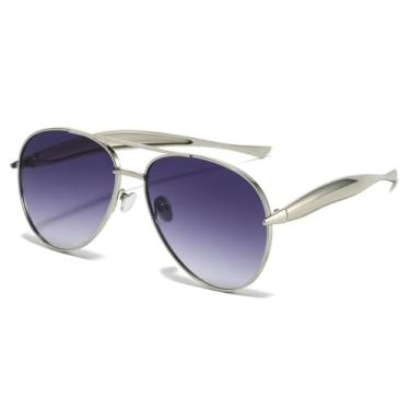Imagem de HCHES Óculos de Sol Fashion Estilo Retrô de Luxo Feminino Masculino UV400 (Cinza Degradê)