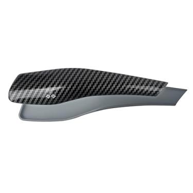 Imagem de Femibon Capa de alavanca de direção para modelo Y 2025-2026, capa de mudança de marcha de carro padrão de fibra de carbono, capa de volante Tesla Model Y 2025 2026 acessórios (padrão de fibra de