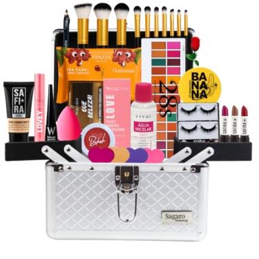 Imagem de Maleta De Maquiagem Profissional Completa Organizadora Presente Make Portátil Com Divisória (PELE BRANCA)