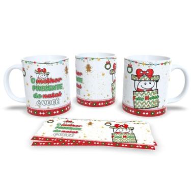 Imagem de Caneca de Natal Festiva, Porcelana Branca com Design Natalino, Decoração em Vermelho e Verde, Presente de Feliz Natal (15342)