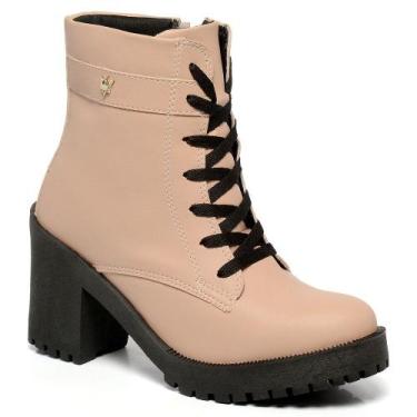 Imagem de Coturno Feminino Bota Botinha Sola Alta Cano Baixo Estilosa Elegante -