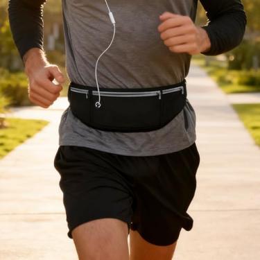 Imagem de Cinto de corrida fino, ajustável, impermeável, para homens, mulheres, esportes, treino, pochete reflexiva, caminhadas, ciclismo, viagem, bolsa de cintura para telefone, dinheiro, chaves, fone de