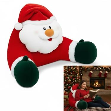 Imagem de Breling Almofadas de leitura de Natal para sentar na cama almofada de descanso para as costas para adultos almofada de encosto com braços para leitura descanso sentado no sofá chão (Papai Noel)