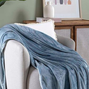 Imagem de Cobertor Manta Terry Ultrasoft Flannel Queen 2,40m X 2,20m Lisa 01 Peça - Azure Azul