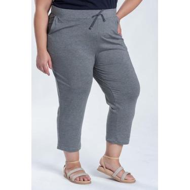 Imagem de Calça Capri Feminina Plus Size Malha Viscose Com Elástico E Cordão - S