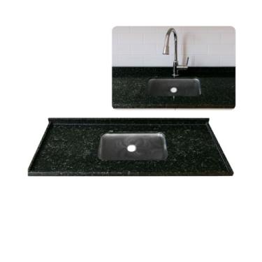 Imagem de Pia de Cozinha Granito Verde Ubatuba 100cm Cuba Inox N1 Rasa