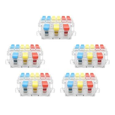 Imagem de barenx Conjunto de 5 conectores de fio de porca de alavanca de emenda Terminal de fiação rápida para interruptores de soquetes Aplicações complexas de alto-falantes - LT-636 transparente