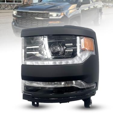 Imagem de BZLINQUAN Farol de projetor Full LED DRL compatível com Chevy Silverado1500 2019 Silverado 1500 LD 2016 2017 2018 Silverado 1500 LD conjunto de farol frontal #84292720, GM2502452