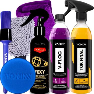 Imagem de Kit Produto para Lavar Moto Cera Shampoo Desengraxante Limpador de Corrente Vonixx