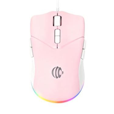 Imagem de Mouse com fio, mouse de computador USB 1600 DPI mouse óptico móvel design ergonômico mouse de computador com cabo para laptop, PC, desktop, MacBook, 7 botões (rosa)