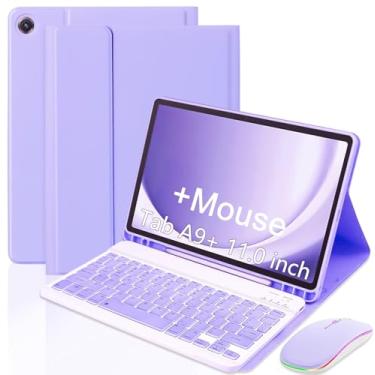 Imagem de XCHYTECHER Capa com teclado para Samsung Galaxy Tab A9 Plus 11 polegadas (SM-X210/X215/X216/X218), teclado removível recarregável com porta de carregamento tipo C para tablet A9+ 2023 5G + mouse (roxo