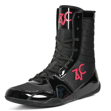 Imagem de ZVC Sapatos de luta livre masculinos de cano alto para luta, levantamento de peso, botas de musculação, calçados, Preto, 41