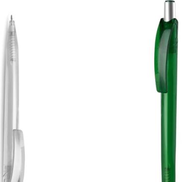 Imagem de Caneta Esferográfica Retrátil em Plástico, Escrita Azul, Pacote com 2 Unidades (Transparente e Verde)