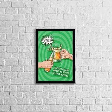 Imagem de Quadro Cerveja Gelada E Amigos No Boteco 33X24 Moldura Preta - Quadros