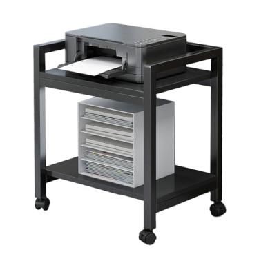 Imagem de Suporte de impressora de 2 níveis com rodas, suporte de reprodutor de mídia, unidade de carrinho embaixo da mesa para escritório em casa, adequado para documentos de scanner de copiadora de fax (cor