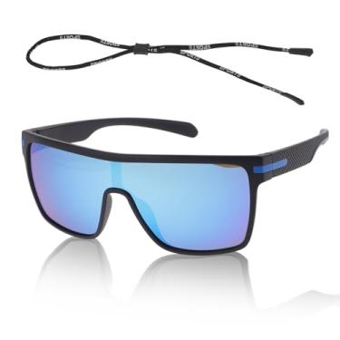 Imagem de TUCKBOLD 1 conjunto de óculos de sol de ciclismo anti-reflexo Tri-Acetil Cellulos TR90 UV400 Óculos de sol de ciclismo lentes azuis armação preta azul