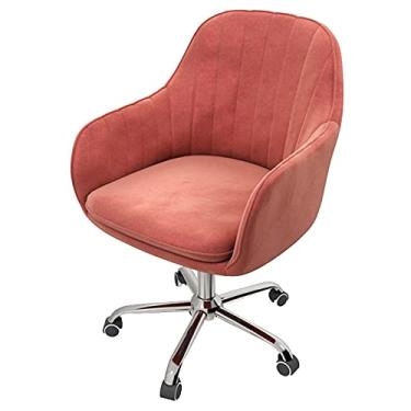 Imagem de Cadeira de mesa giratória de veludo, cadeira de escritório estofada giratória para computador com apoios de braços, suporte lombar e rodas de poliuretano para cadeira de escritório em casa
