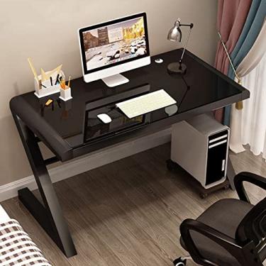 Imagem de ZDJZMGZ Mesa de computador, mesa de computador, design moderno, mesa de estudo com moldura de metal para escritório em casa, estação de trabalho pessoal de jogos