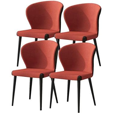 Imagem de Conjunto de cadeiras de jantar – Cadeiras de canto de cozinha, cadeiras de jantar modernas de cozinha, conjunto de 4 cadeiras de sala de estar, cadeiras de lazer estofadas com pernas de aço carbono e
