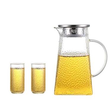 Imagem de YWangQiang Jarros de filtro, conjunto de jarros de água fria, jarro de grande capacidade, jarro de vidro resistente ao calor, jarro de suco doméstico com tampa, jarro espesso, 1200 ml (cor