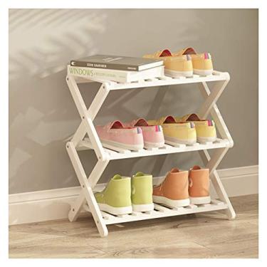 Imagem de LULUMAIC Sapateira de bambu, organizador para casa, corredor, cozinha, varanda, pátio, economia de espaço, prateleira de exibição multifuncional, branca para 3