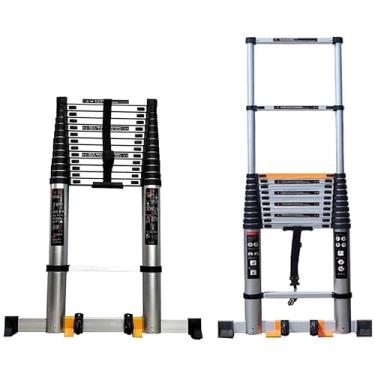 Imagem de Escada de extensão telescópica extra alta, profissional? Escada telescópica retrátil com barra estabilizadora, rodas e carga 150 kg (tamanho: 6,2 m/20,3 pés)