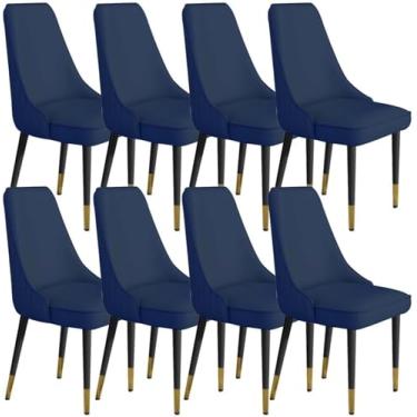 Imagem de Conjunto de 8 cadeiras de maquiagem de couro de microfibra resistente de aço carbono pernas de metal cadeiras de sala de estar cadeiras de jantar de cozinha