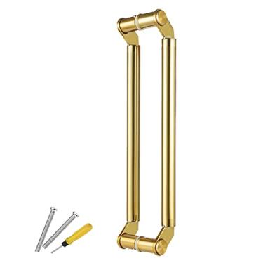 Imagem de Maçaneta de porta dupla face, maçanetas de vidro/celeiro/porta da frente, conjunto de ferragens de poste de aço inoxidável, puxadores de puxar resistentes comerciais (Cor: Dourado, Tamanho: 120 cm/47